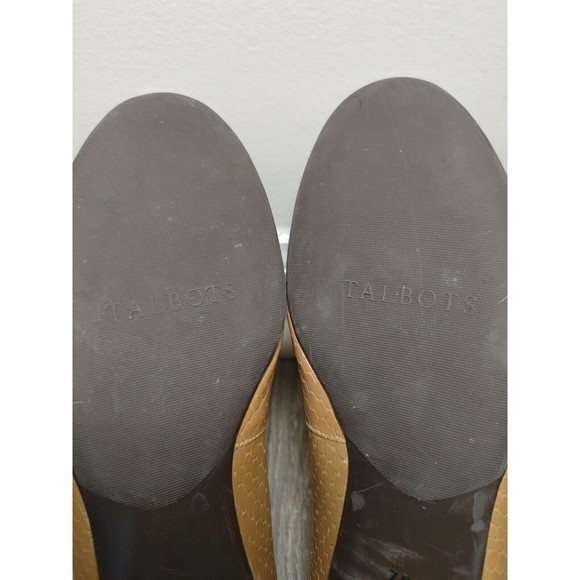 Talbots Womens Size 7B Flats Tan Leather Faux Snakeskin Brown - Picture 9 of 10